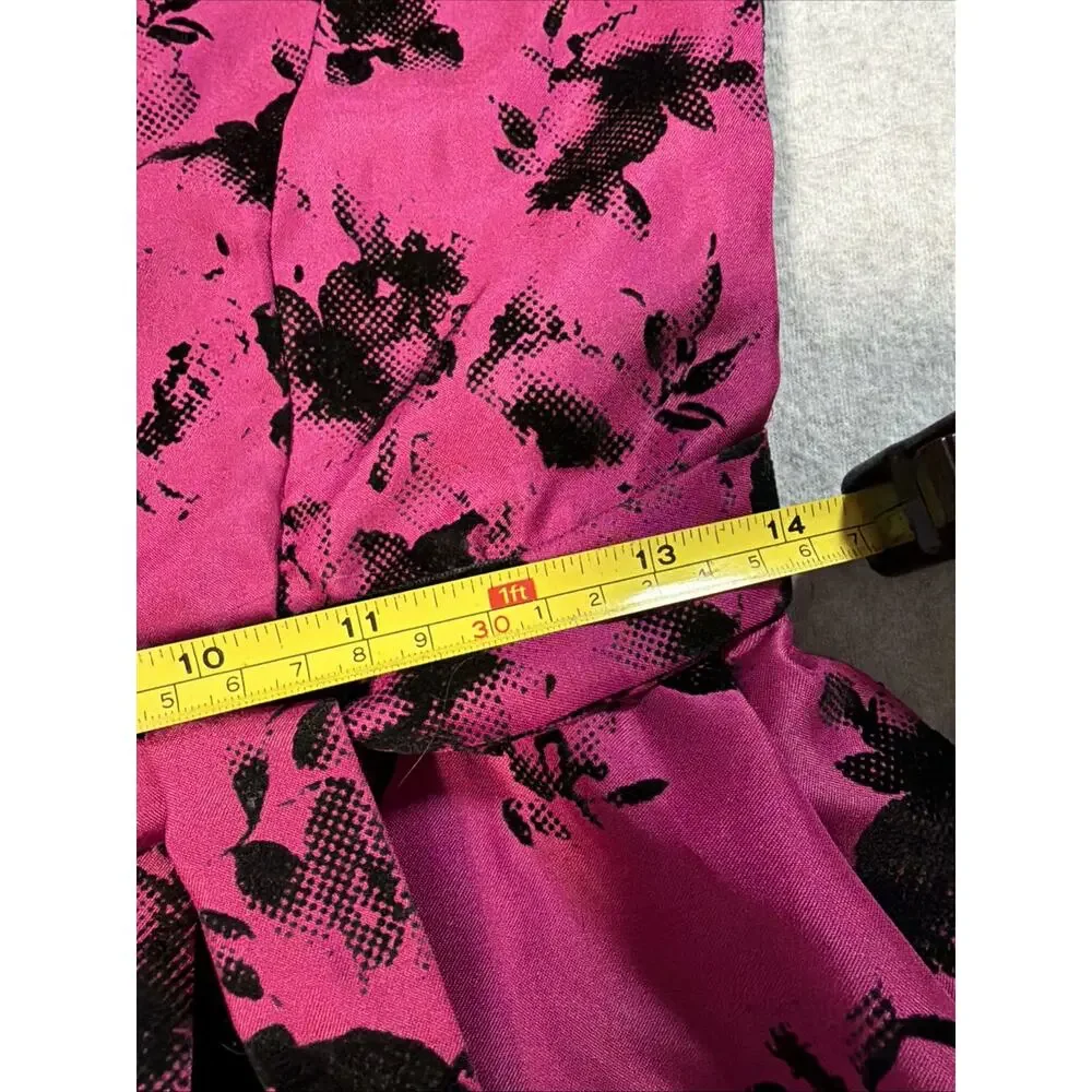 Jona Michelle Girls Hot Pink Black Velvet Flocked Floral Dress Size 12 Party